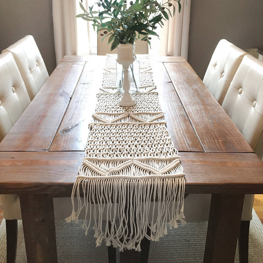 Cotton-rope Table Runner, Woven Tablecloth, Eco-Friendly