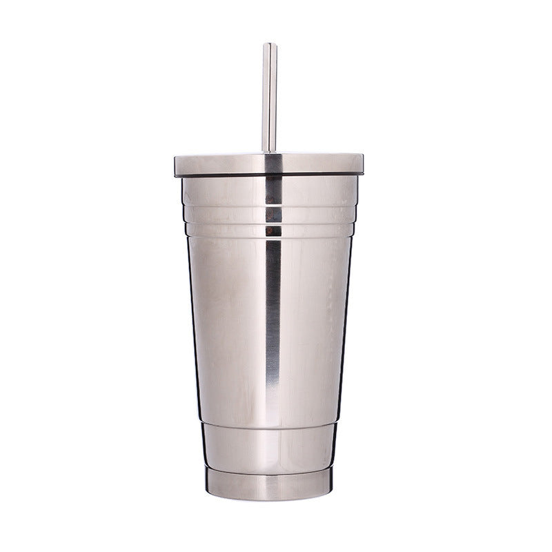 16oz Stainless Steel Insulated Tumbler Glass with Straw and lid, thermal cup