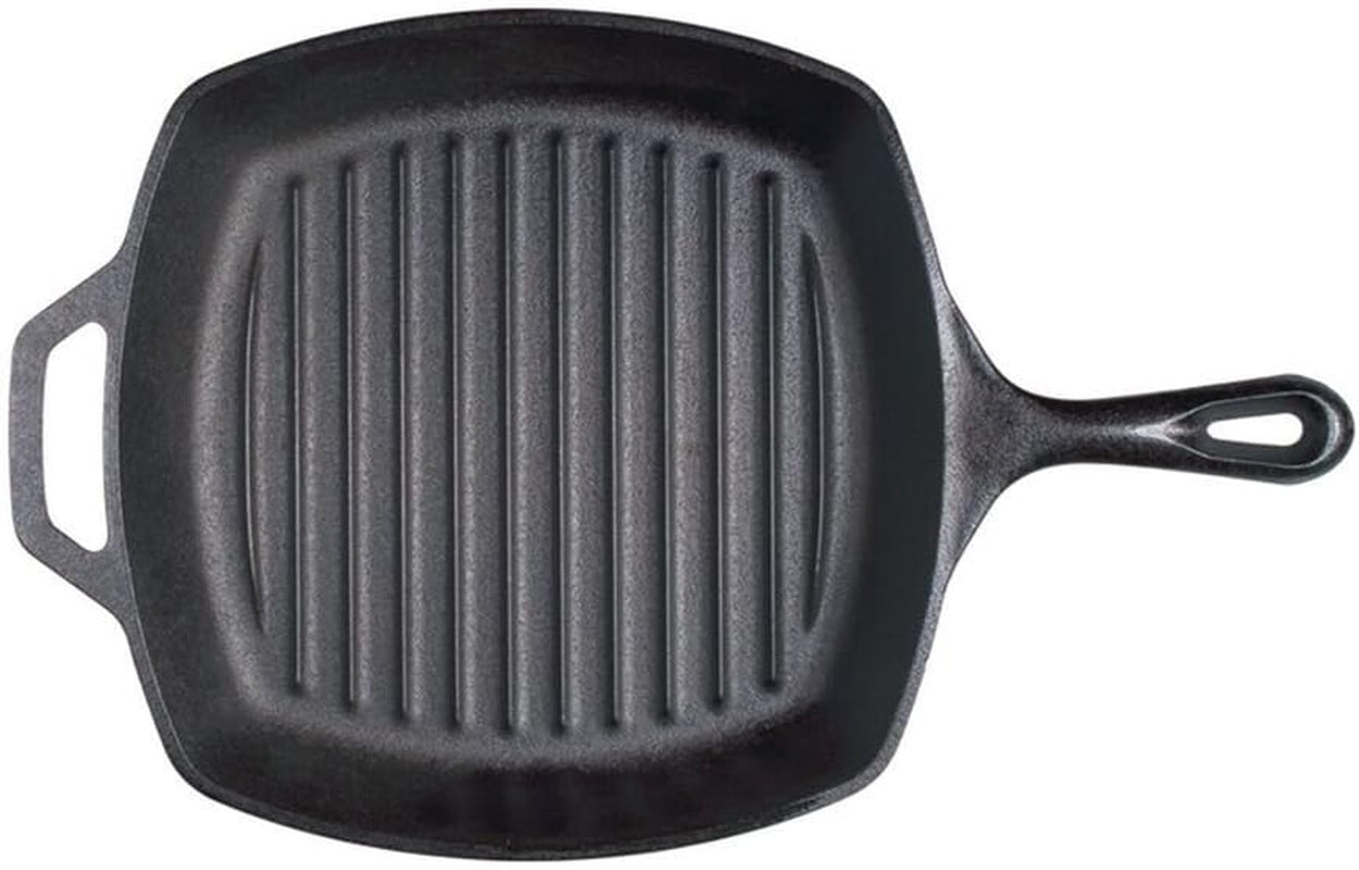 L8SGP3 Cast Iron Square Grill Pan, Pre-Seasoned, 10.5 Inch, Black