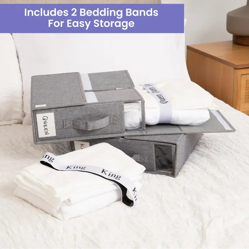 BedSheet Organizers with Bands - Eco-Friendly Linen Storage for Dust-Free Bedding, Convenient Label & Elastic Bands Included - Home Supplies, Home Organizers, Storage Bags