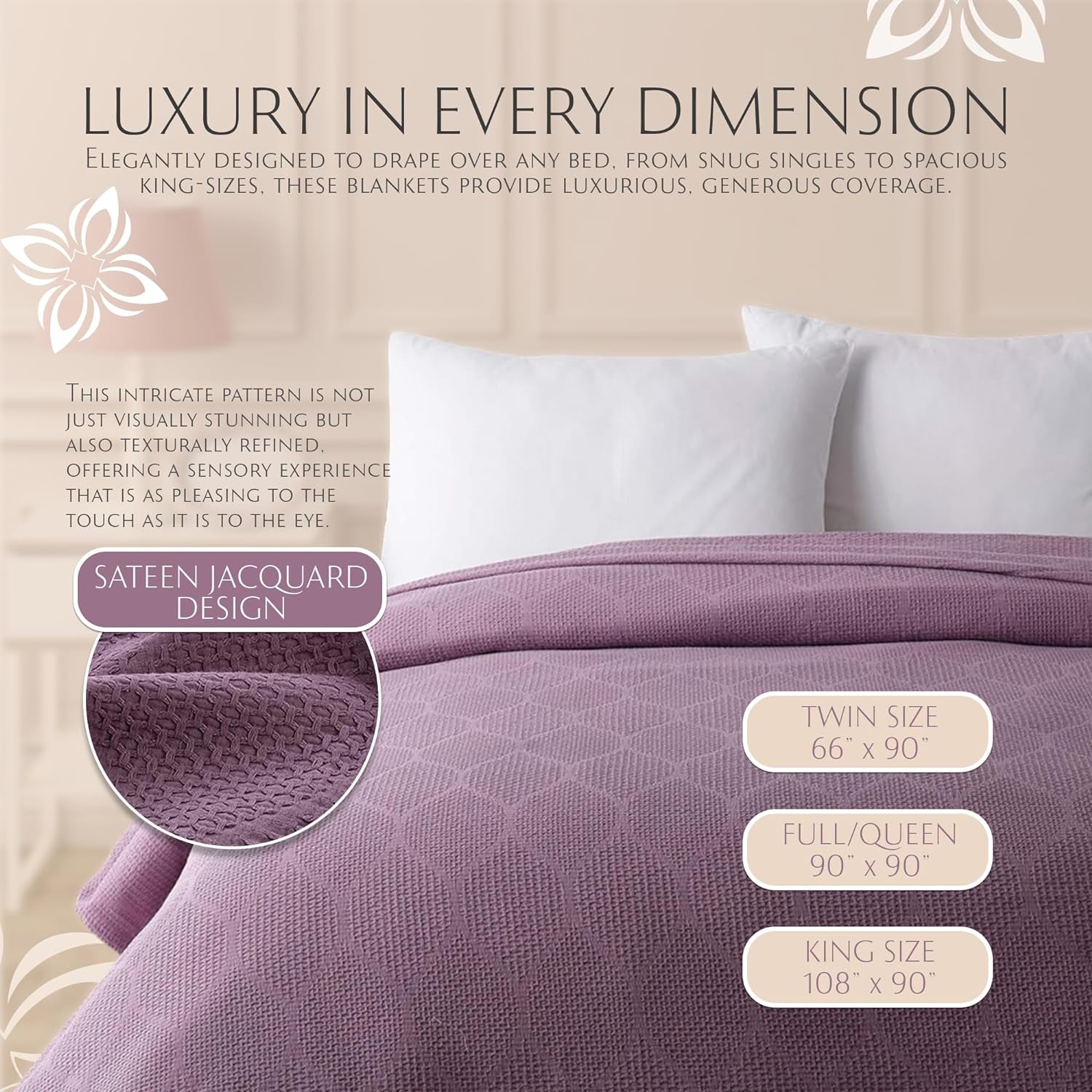 Thin Lightweight Cotton Blankets Skin-Friendly, Breathable, and Fade-Resistant - Modern Bedding Essentials for Year-Round Comfort, Style, and Quality Sleep Experience. Twin Size 66”X 90” - Plum