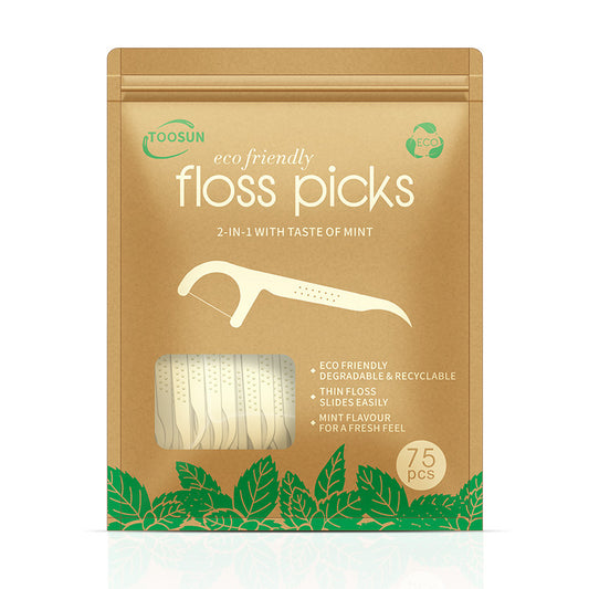 Bioegradable Disposable Dental Floss Sticks, Mint Flavor, Eco-friendly