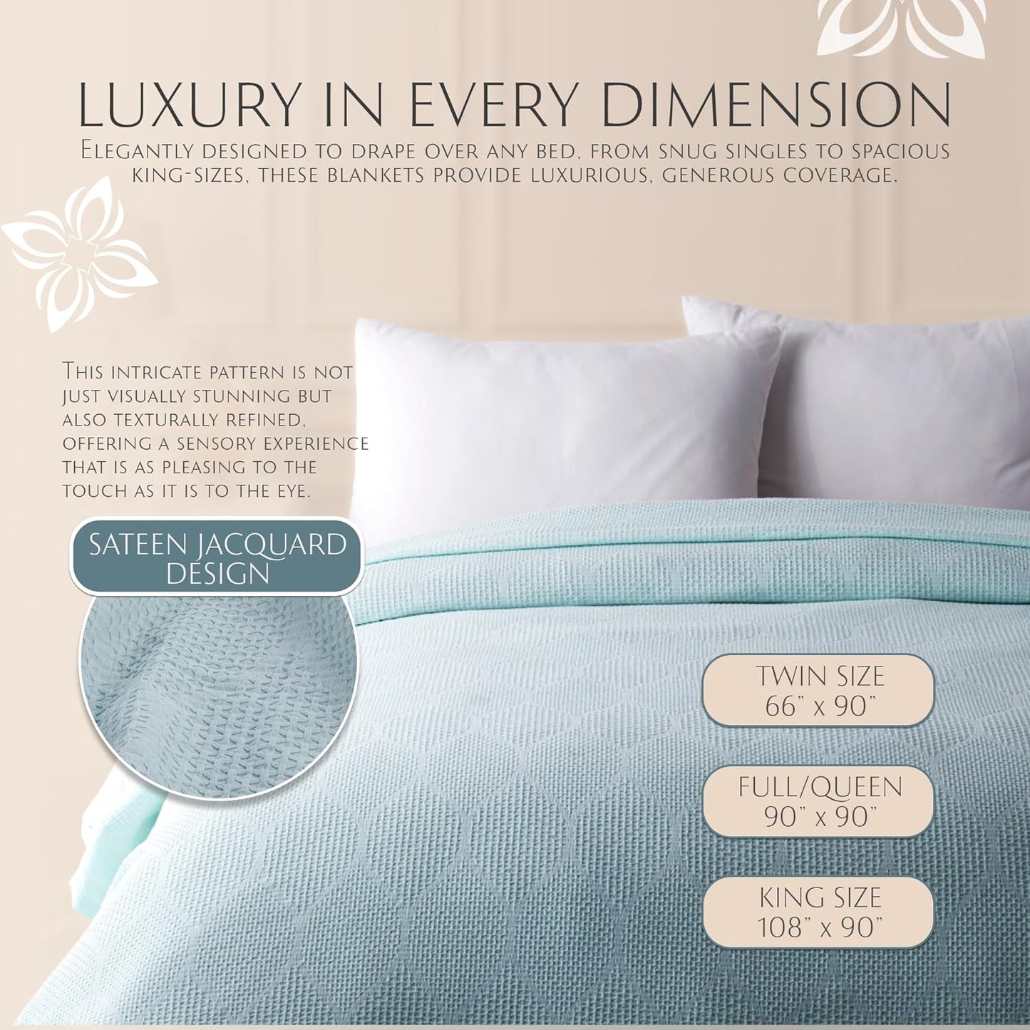 Thin Lightweight Cotton Blankets Skin-Friendly, Breathable, and Fade-Resistant -Modern Bedding Essentials for Year-Round Comfort, Style, and Quality Sleep Experience. Twin Size 66”X 90” Seafoam