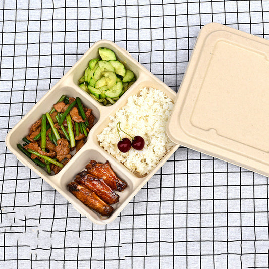 4-Sectional Dinner Party, To-go Party Box, Environmentally Friendly Degradable Pulp Disposable Dinner Plate