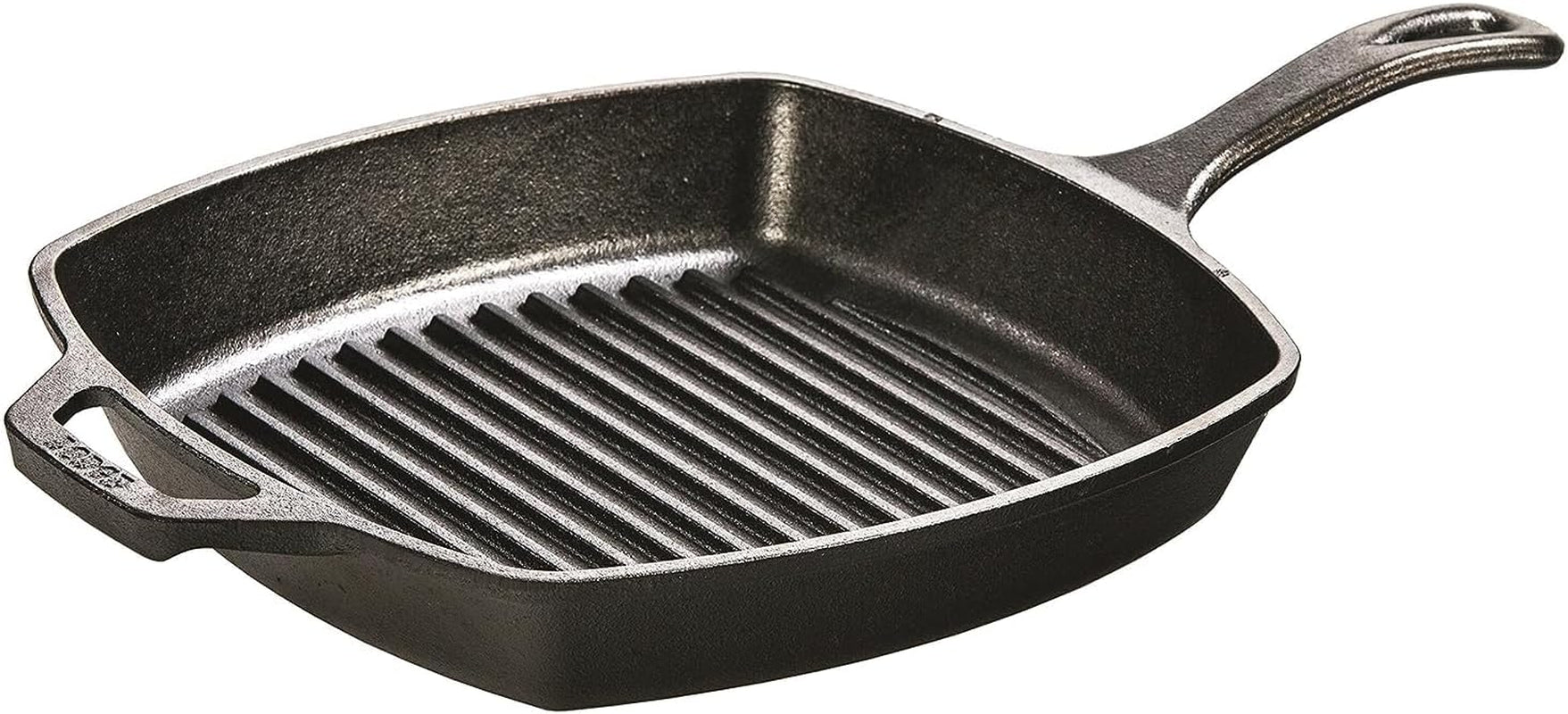 L8SGP3 Cast Iron Square Grill Pan, Pre-Seasoned, 10.5 Inch, Black