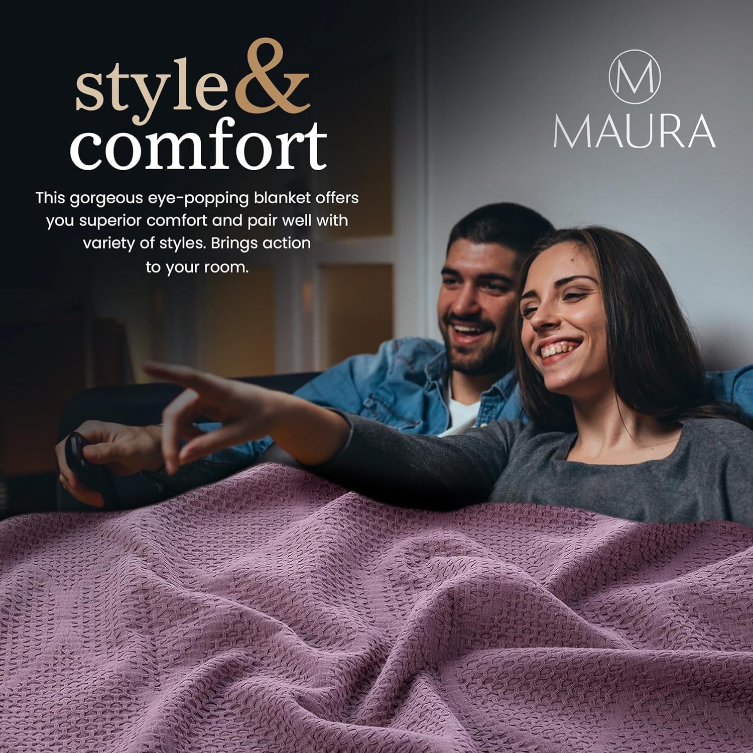 Thin Lightweight Cotton Blankets Skin-Friendly, Breathable, and Fade-Resistant - Modern Bedding Essentials for Year-Round Comfort, Style, and Quality Sleep Experience. King Large 108”X 90”-Plum