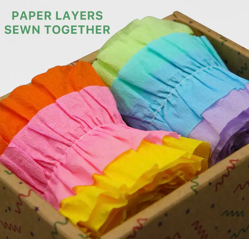 Eco Friendly Paper Party Streamers, Compostable, Multi-Color, Rainbow Colorful Party Decor (Pack of 2)