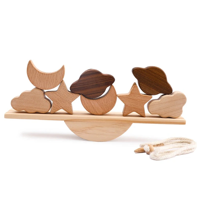 Baby Animal Threading Seesaw Toys Wooden Stacking Toys Blocks Game Montessori Hands-On Balance Ability Educational Children Gift
