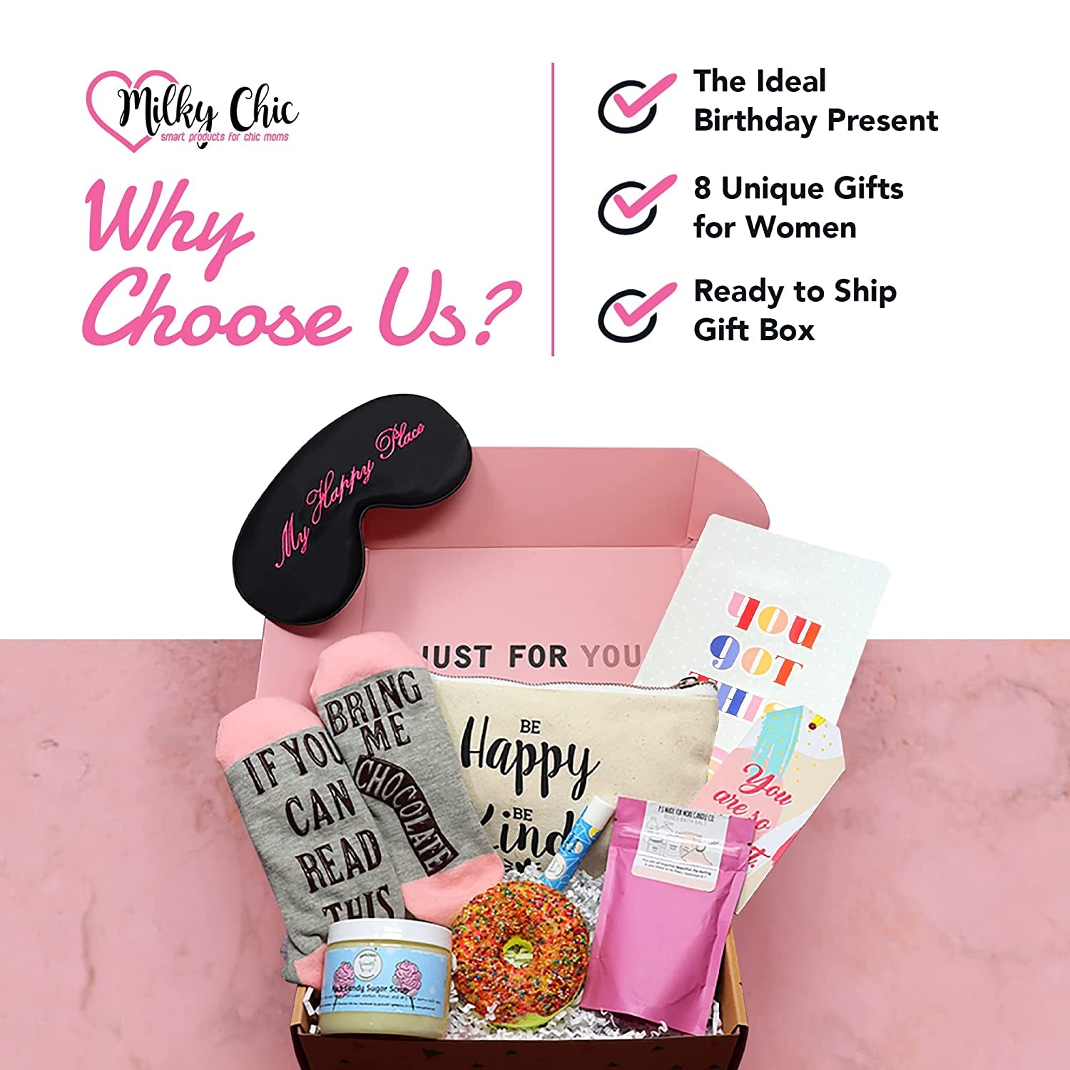 Special Women'S Happy Birthday Gift Box Set for Mother, Wife, Sister, Best Friend, 8 Fun Unique Gifts for Her, Mother'S Day Care Gift Box for Women, Holiday Gifts for Women