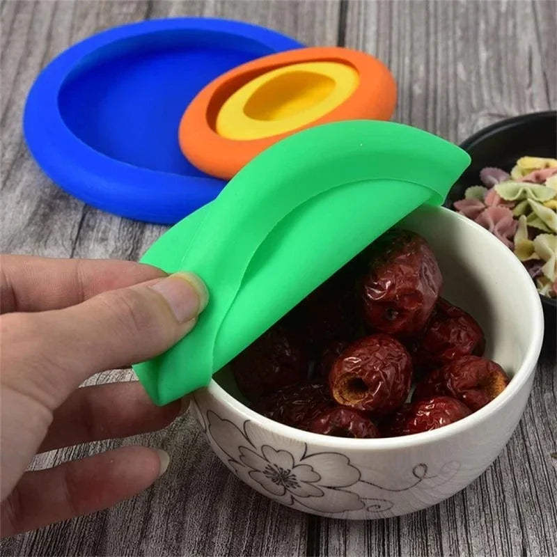 4Pcs/Set Silicone Vegetable Storage Cover Lid, Reusable Food Storage Fresh Keeping Fresh Set