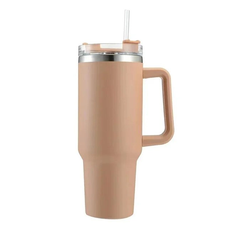 1200ML 304 Stainless Steel Insulated Water Bottle,Thermal Coffee Car Cup, Cold Hot Mugs Vacuum Flask with Handle Straw,For Sport
