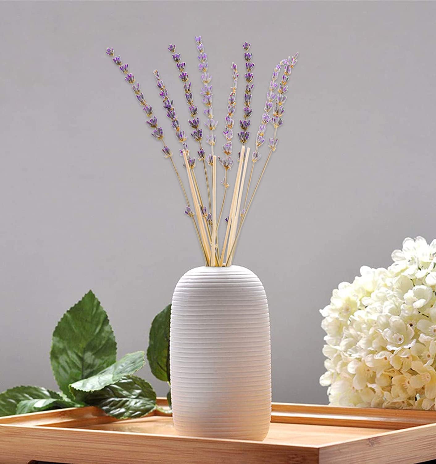 Lavender Reed Diffuser, Reed Diffuser Set, Oil Diffuser & Reed Diffuser Sticks, Lavender Reed Diffuser for Bathroom, Preserved Real Flower Stress Relief