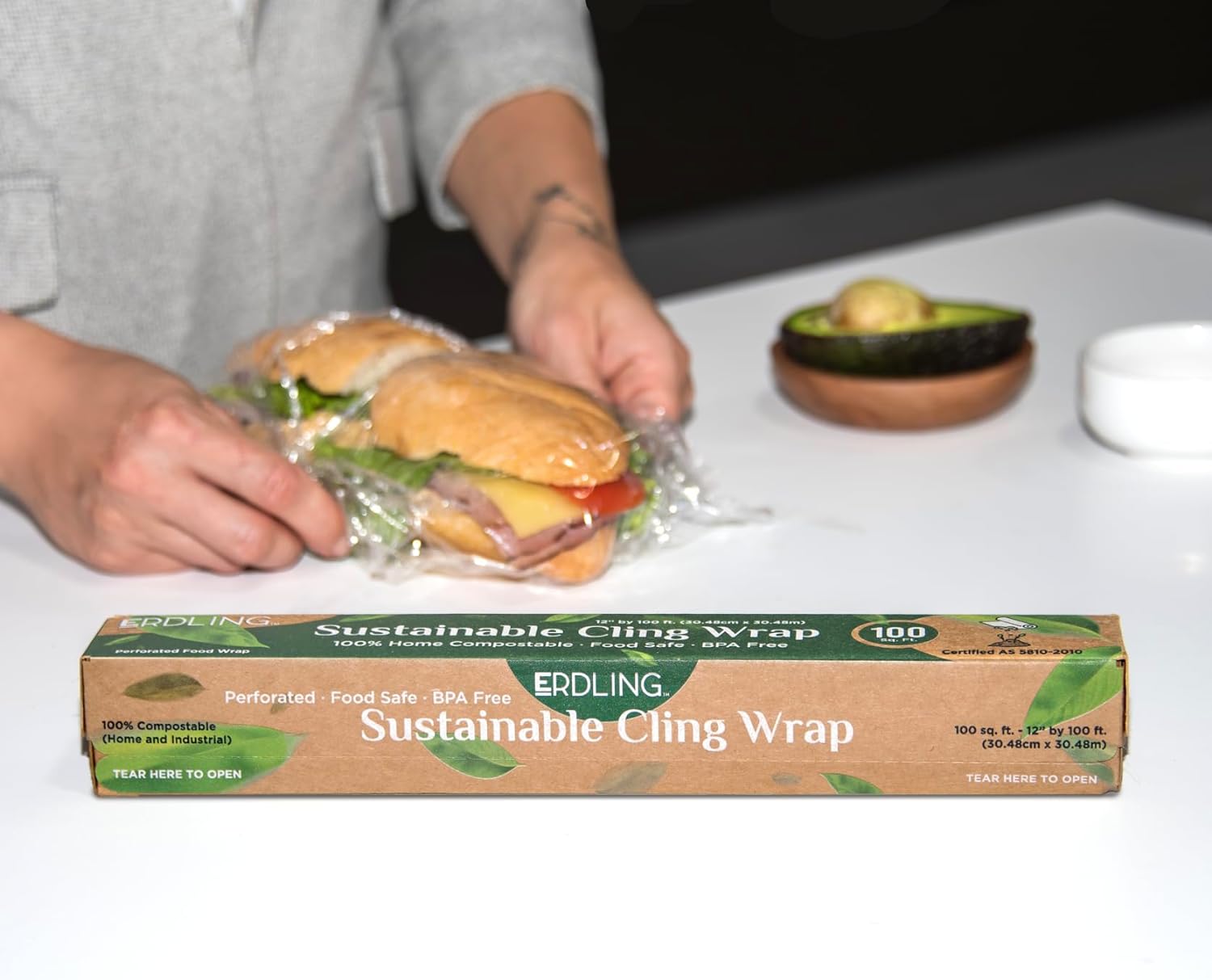 100Ft. Compostable Cling Wrap - Eco Friendly, Zero Waste, Non-Toxic Earth Friendly Food Wrap/Food Storage