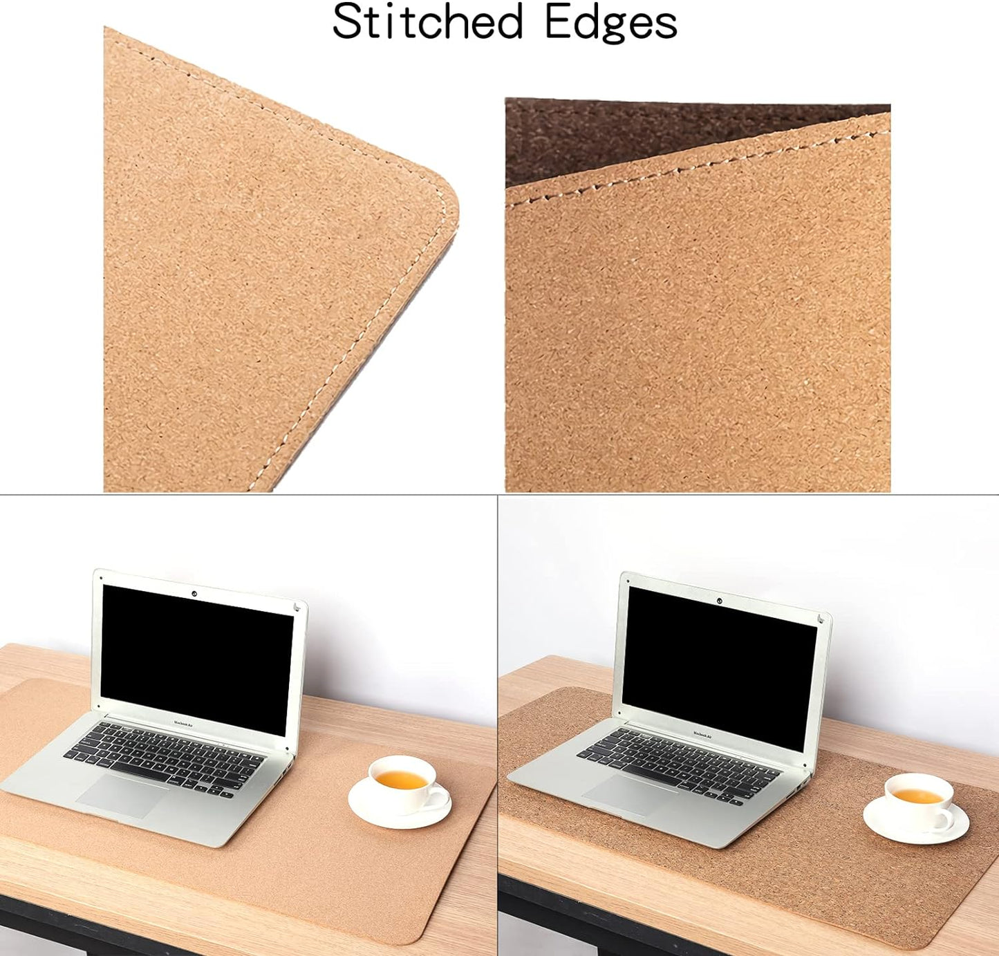 Cork Desk Pad, Eco-Friendly Office Desk Mat Double-Sided Use, Stitched Edges, Extended Large Mouse Pad, Desk Accessories (31.5 X 15.7 Inches)