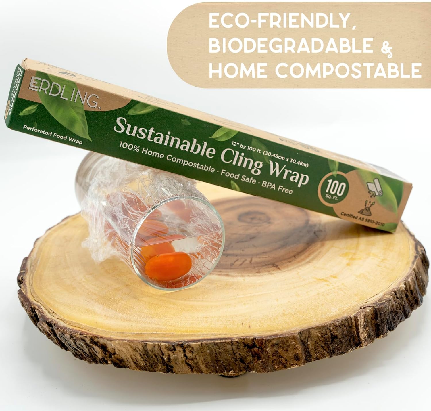 100Ft. Compostable Cling Wrap - Eco Friendly, Zero Waste, Non-Toxic Earth Friendly Food Wrap/Food Storage