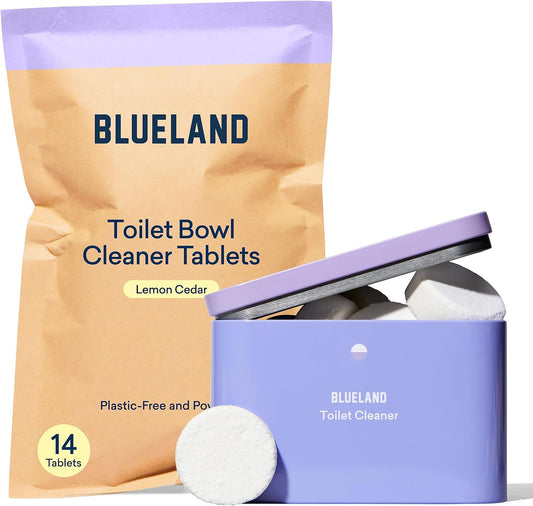Blueland Toilet Bowl Cleaner Starter Set - Eco Friendly Products & Cleaning Supplies - No Harsh Chemicals, Plant-Based - Lemon Cedar - 14 Tablets