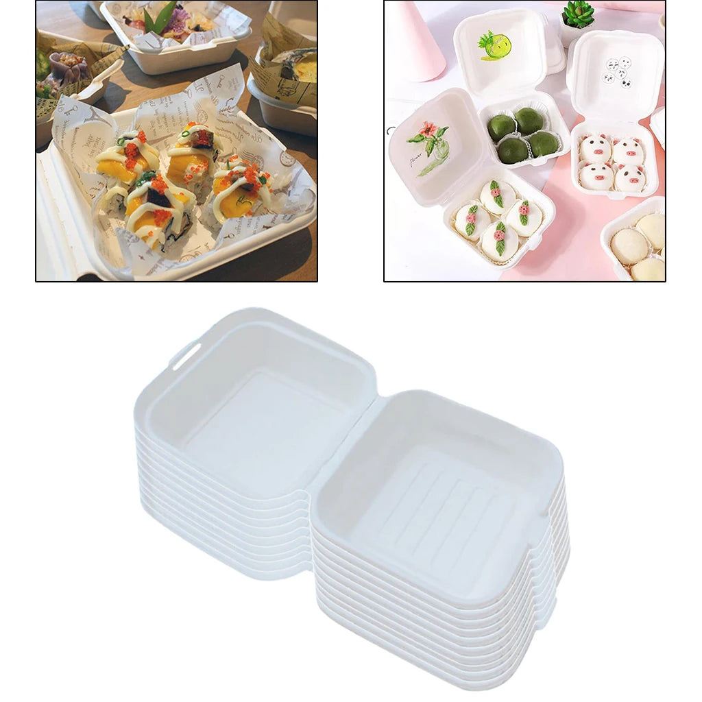 Compostable 6X6 Clamshell Take-Out Food Containers, Bagasse Boxes, To-Go Box