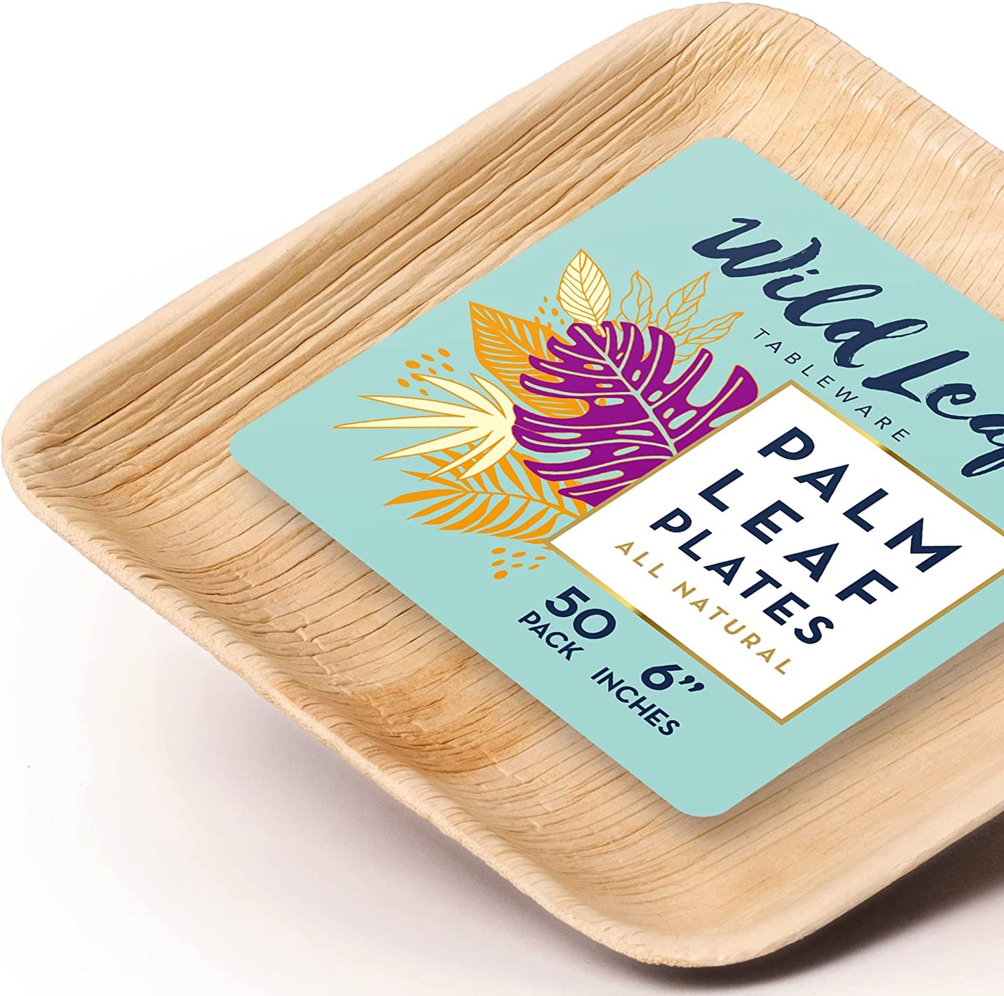 6inch Palm Leaf Plates (50 Pack), Compostable, Biodegradable & Eco Friendly Dessert Party Plates - Great for Outdoor Parties, Weddings and BBQs
